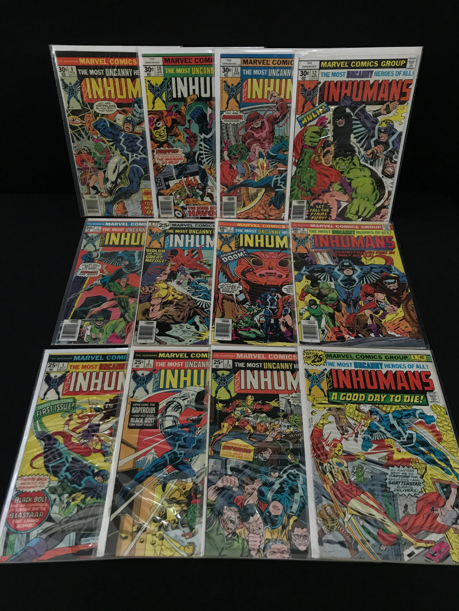 LOT OF 12 THE INHUMANS COMICS #1 - #12 - MARVEL COMICS: Prices are in Canadian dollars