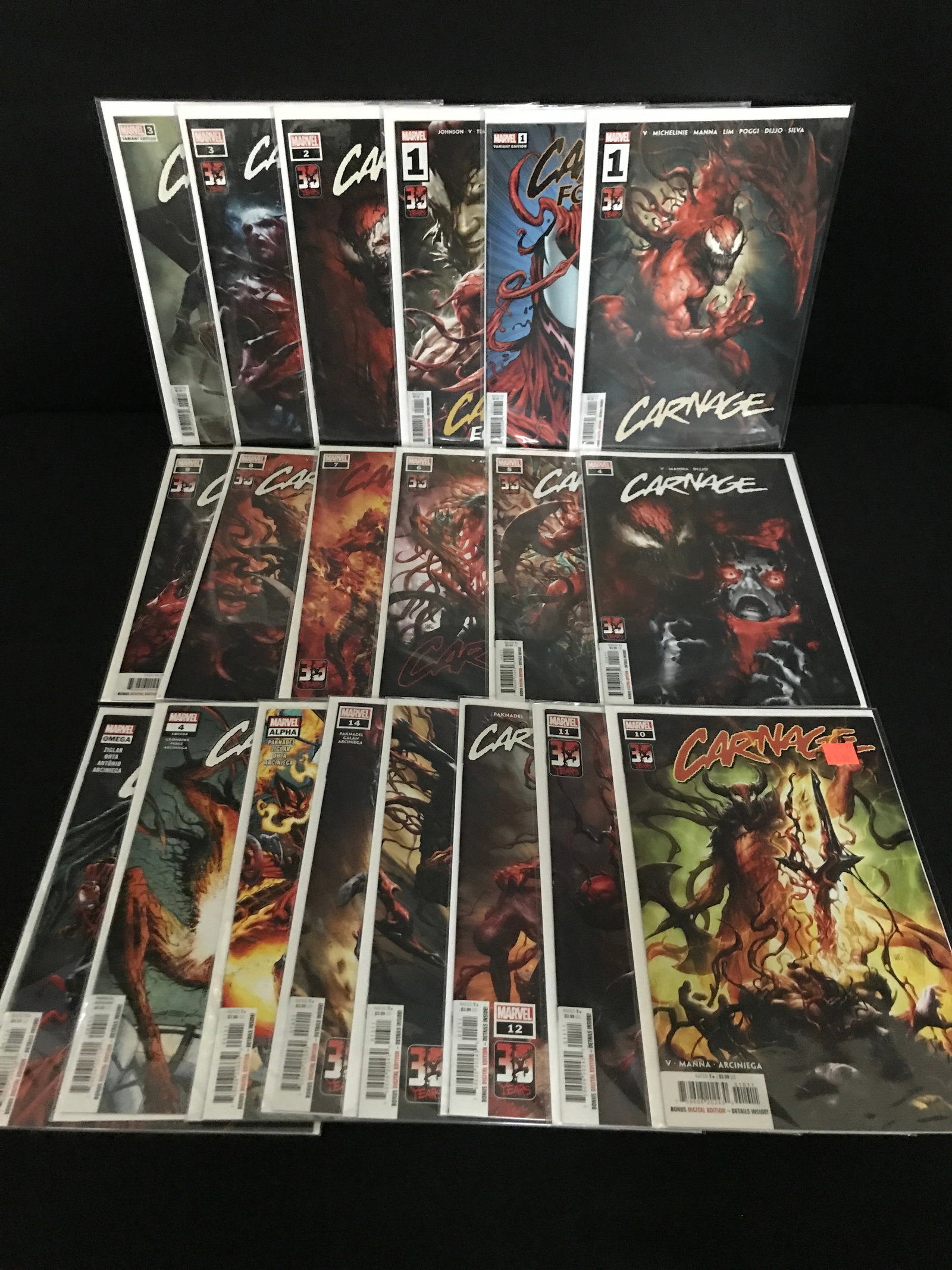 LOT OF 20 CARNAGE COMICS - MARVEL COMICS: Prices are in Canadian dollars