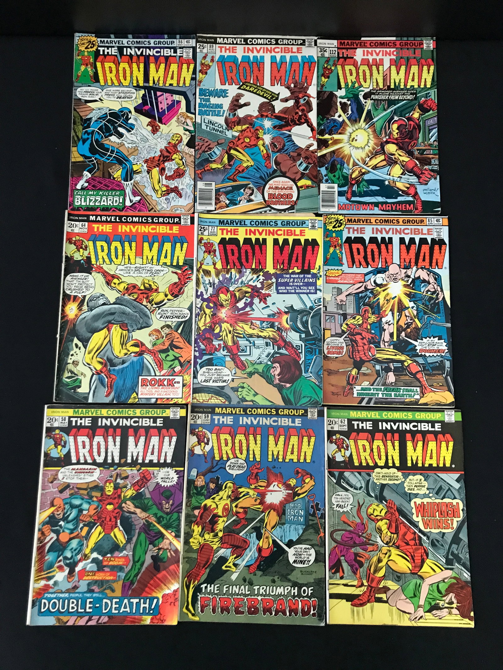 LOT OF 9 THE INVINCIBLE IRON MAN COMICS - MARVEL COMICS: Prices are in Canadian Dollars