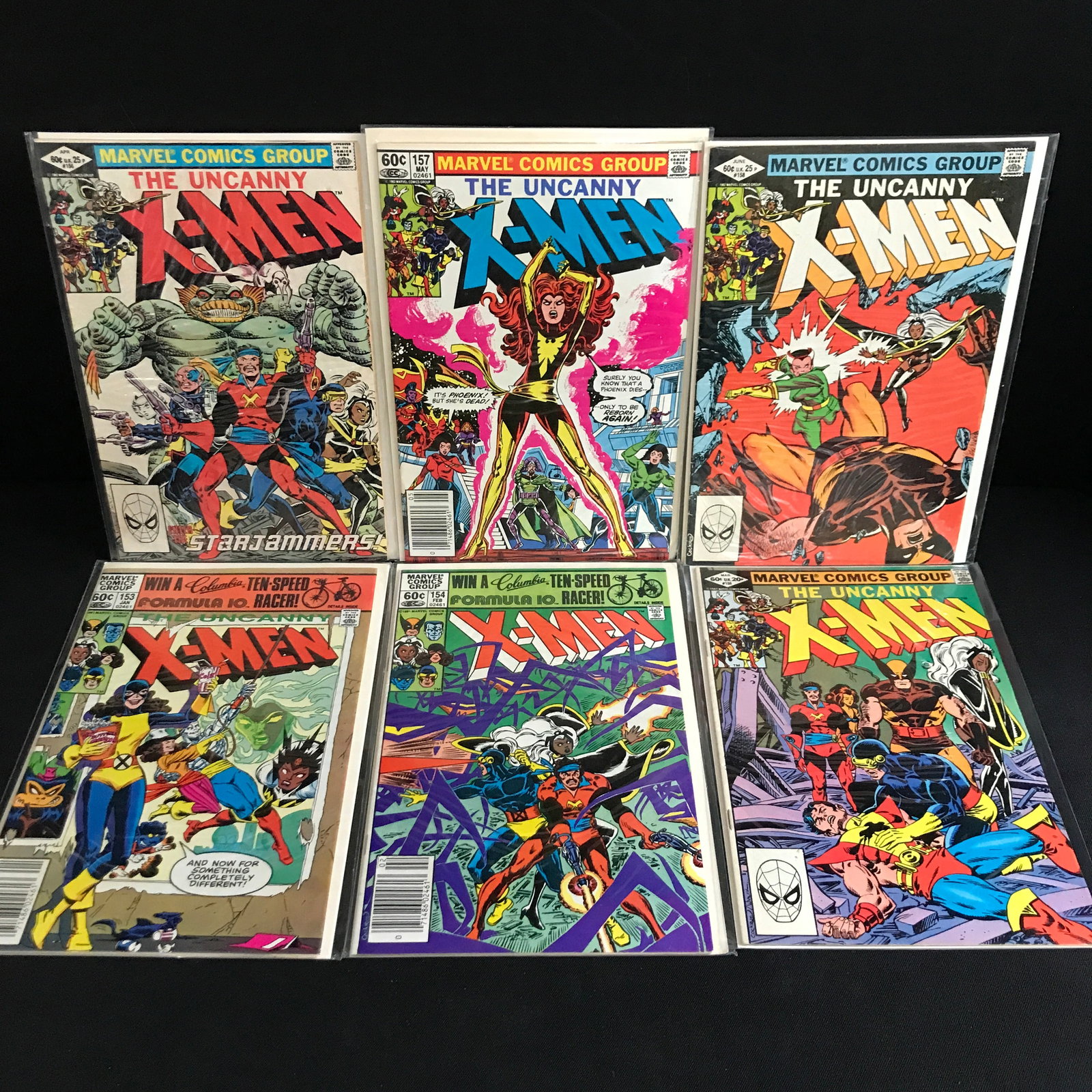 LOT OF 6 UNCANNY X-MEN COMICS #153 - #158 - MARVEL COMICS: Prices are in Canadian dollars