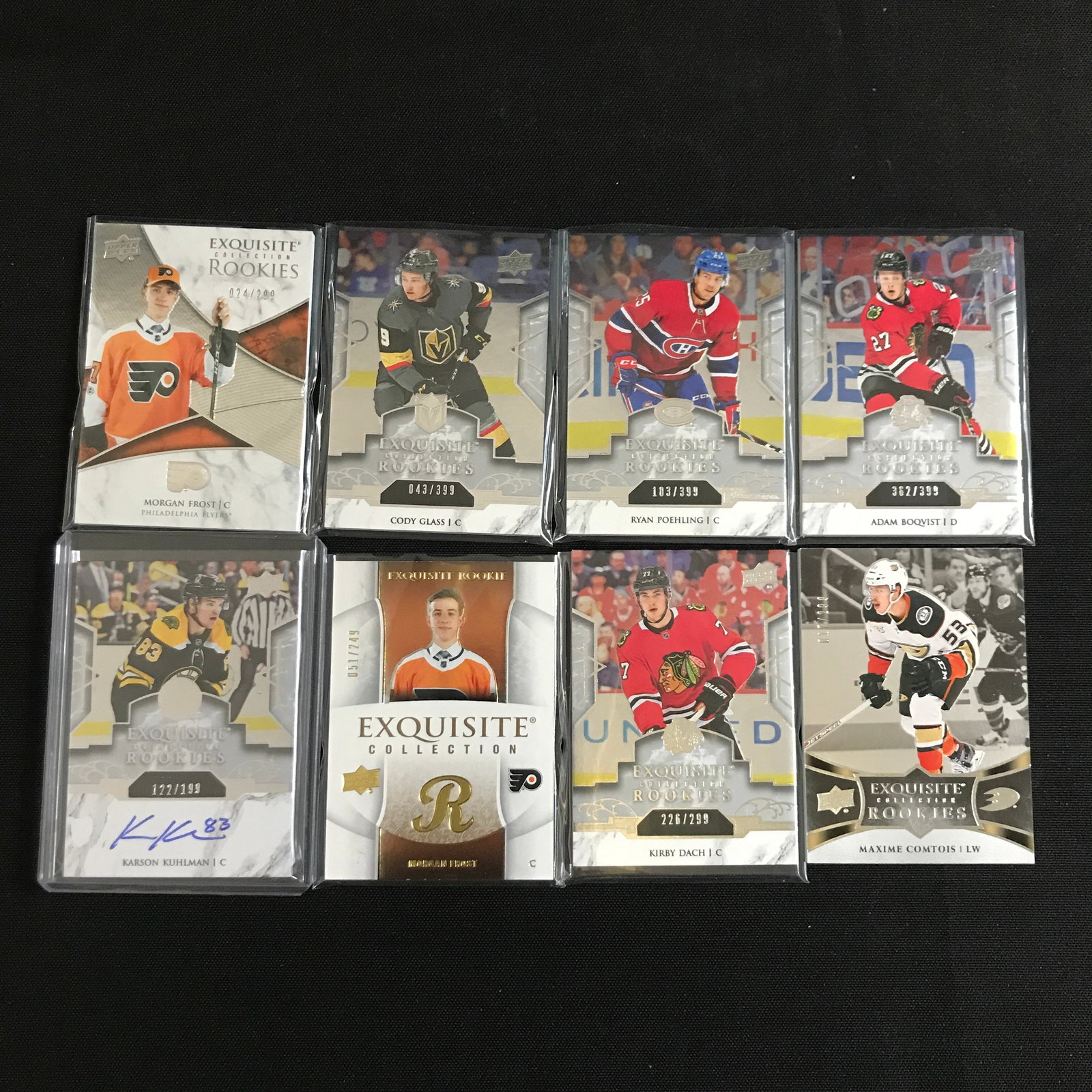 LOT OF 8 EXQUISITE ROOKIES HOCKEY TRADING CARDS: Prices are in Canadian dollars
