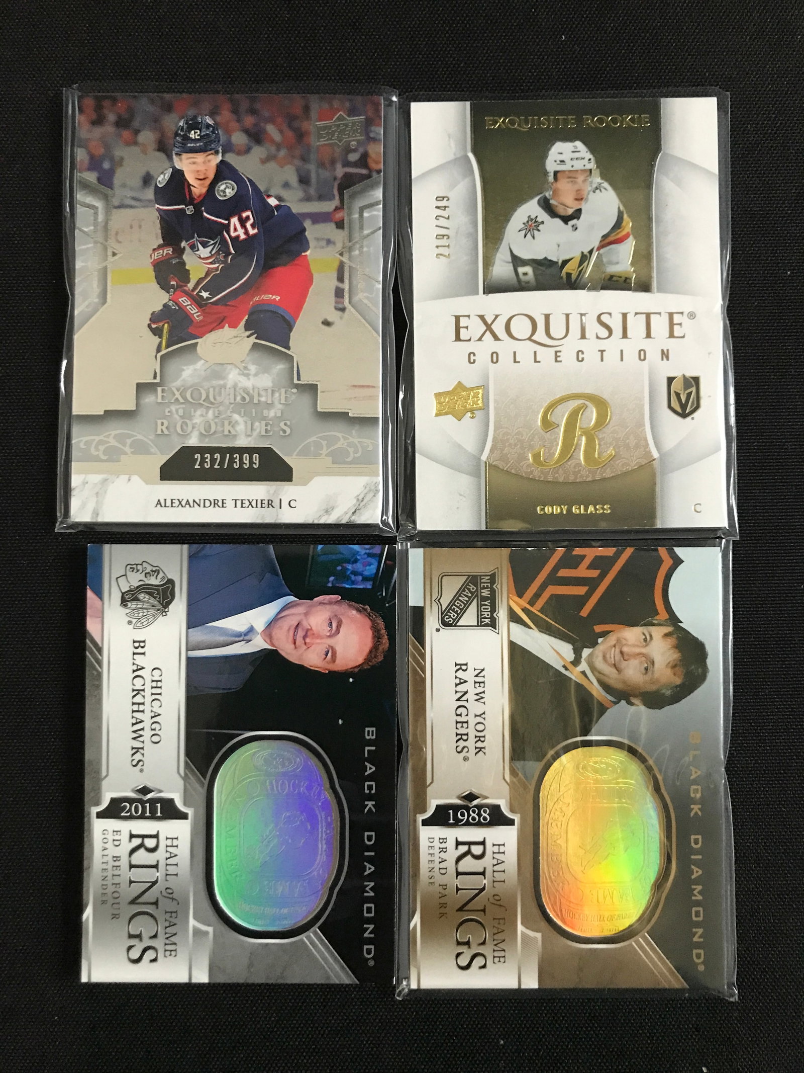 LOT OF 4 HOCKEY TRADING CARDS - INCLUDING BLACK DIAMOND AND ROOKIES: Prices are in Canadian dollars