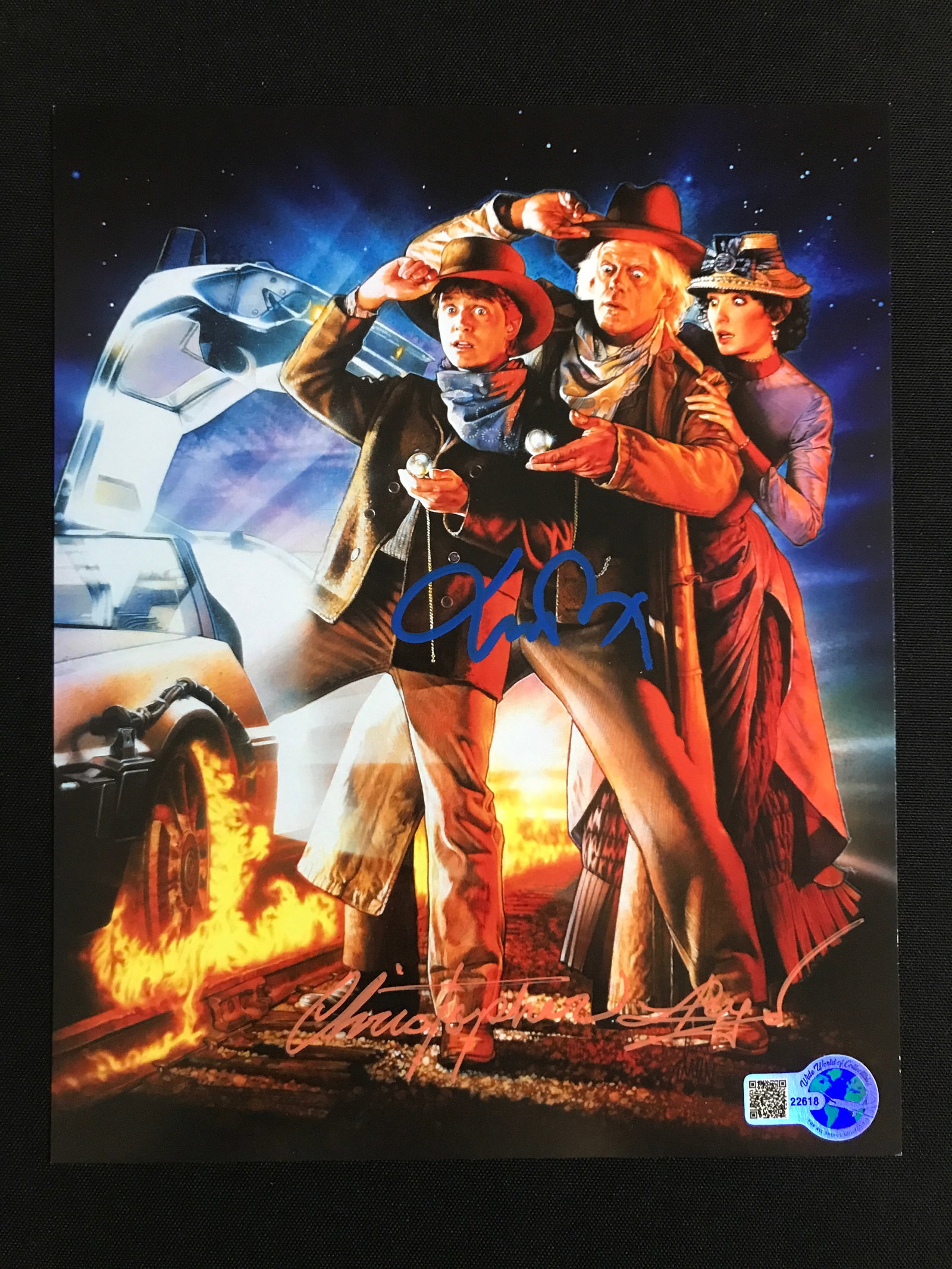MICHAEL J FOX AND CHRISTOPHER LLOYD DUAL SIGNED BACK TO THE FUTURE 8X10 - WWOC COA: Prices are in Canadian dollars