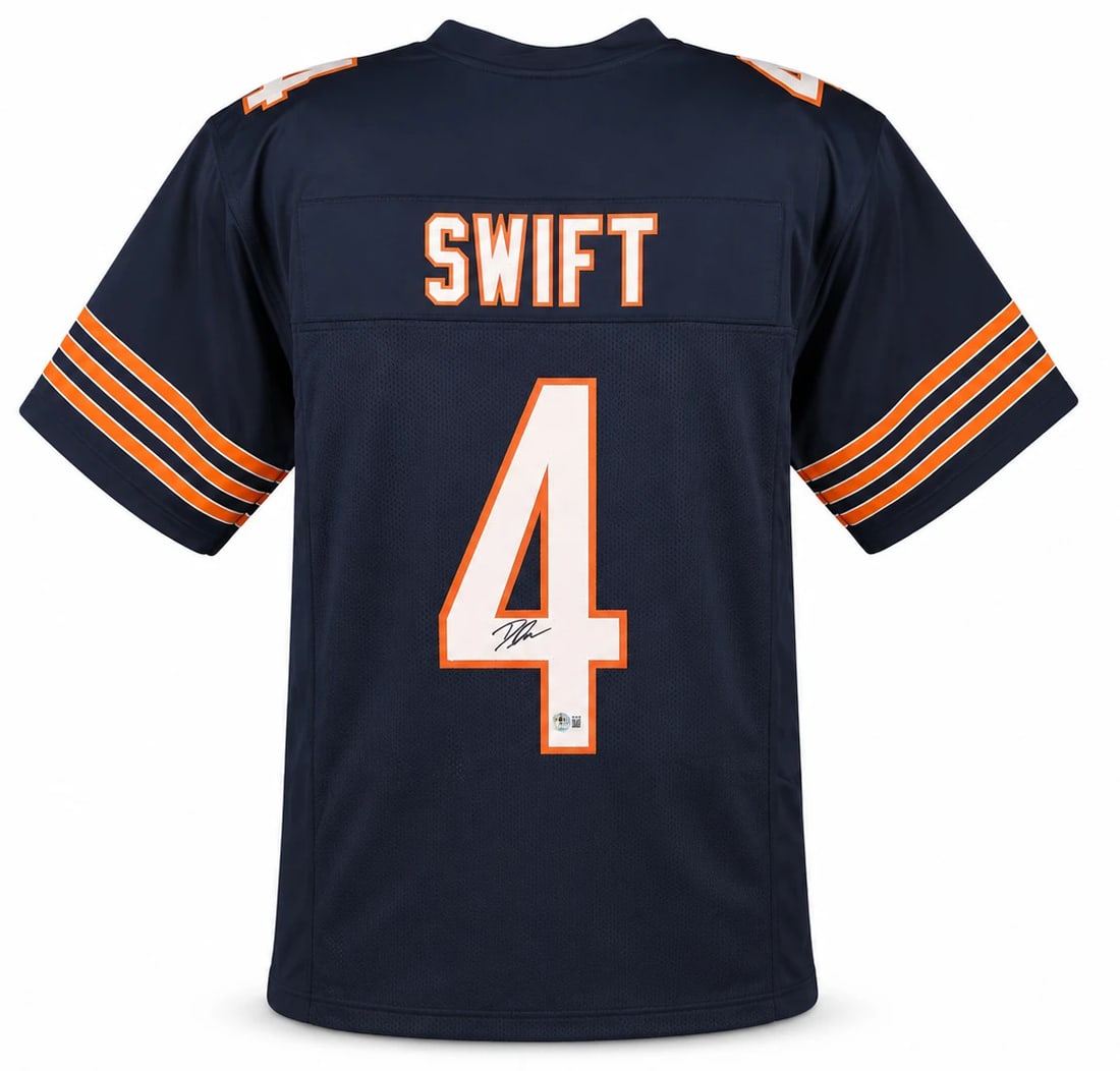 D'ANDRE SWIFT SIGNED FOOTBALL JERSEY - BECKETT COA: Prices are in Canadian dollars
