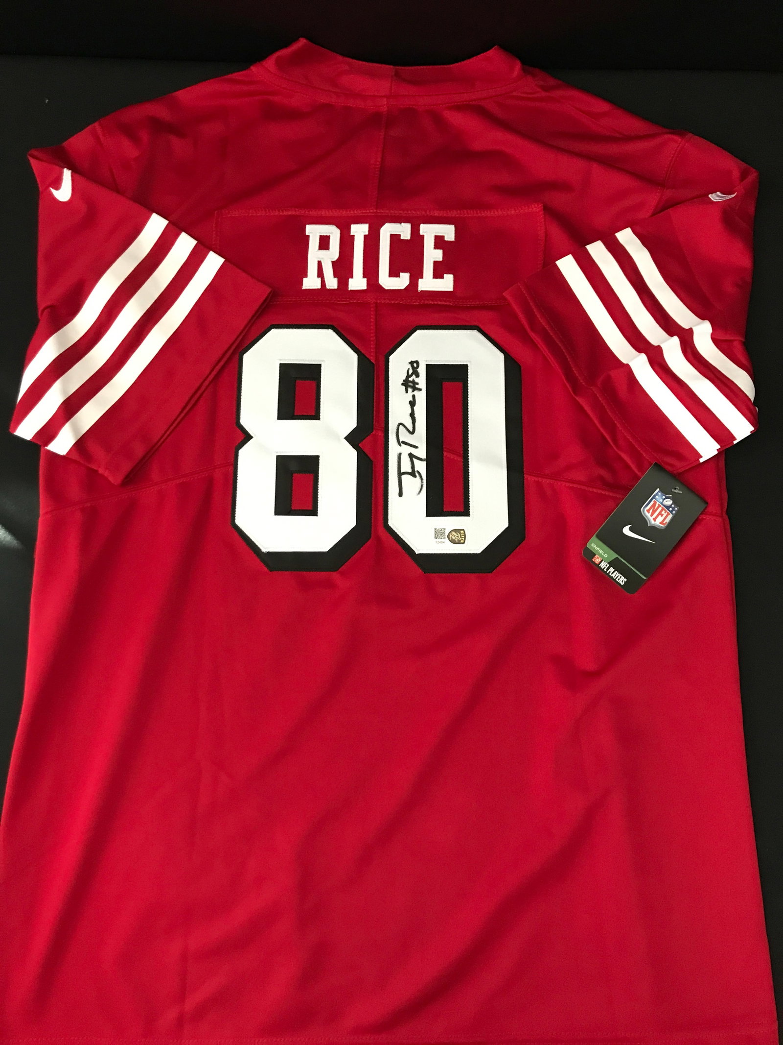 JERRY RICE SIGNED SAN FRANCISCO 49ERS FOOTBALL JERSEY (ELITE COA): Prices are in Canadian dollars