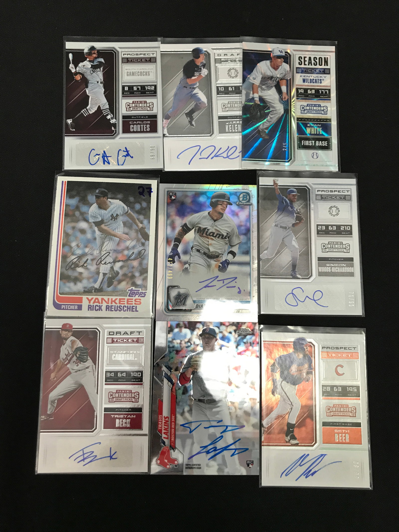 LOT OF 9 BASEBALL TRADING CARDS - INCLUDING 8 SIGNED: Prices are in Canadian dollars