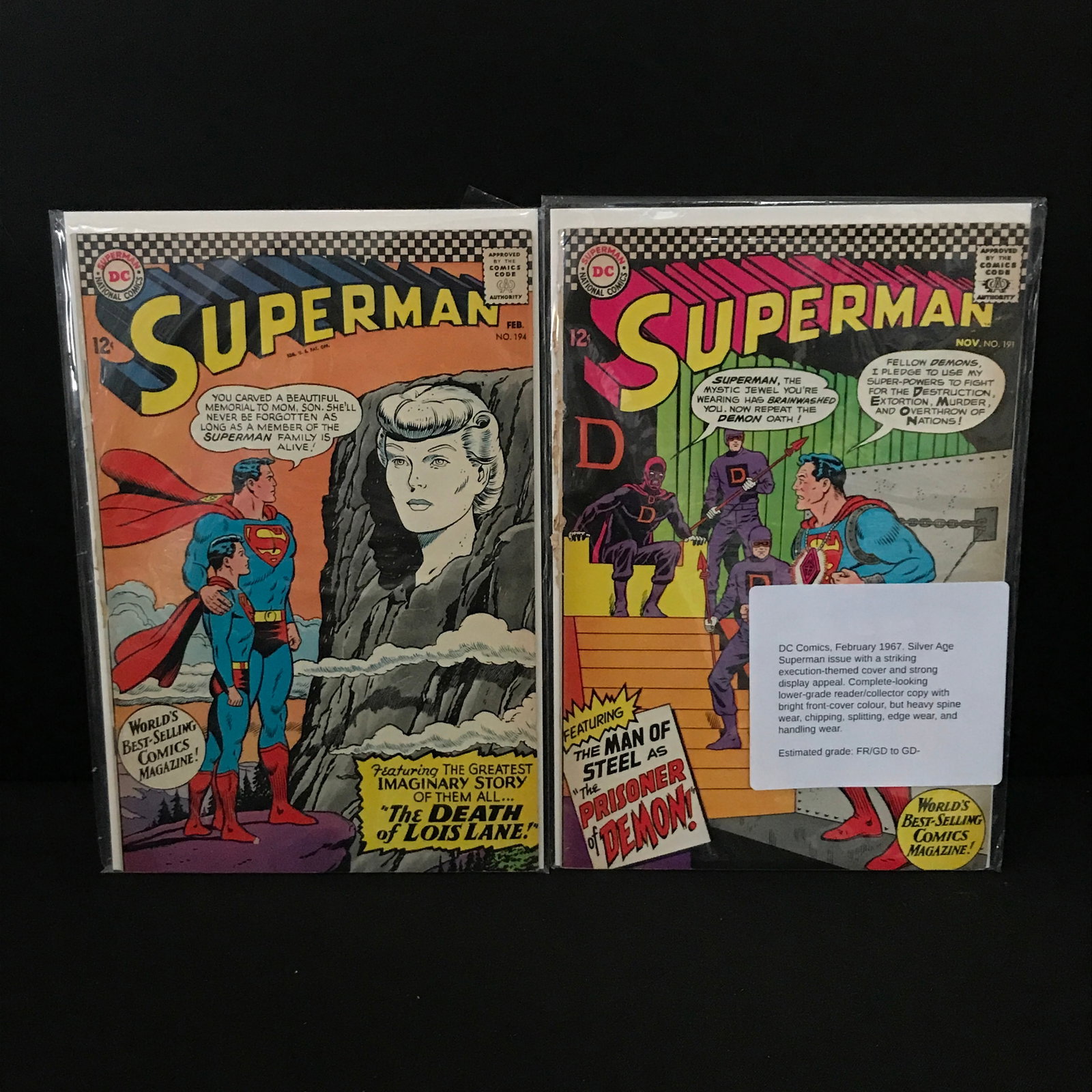 LOT OF 2 SUPERMAN COMICS 194 & 191 - DC COMICS (1 of 1)