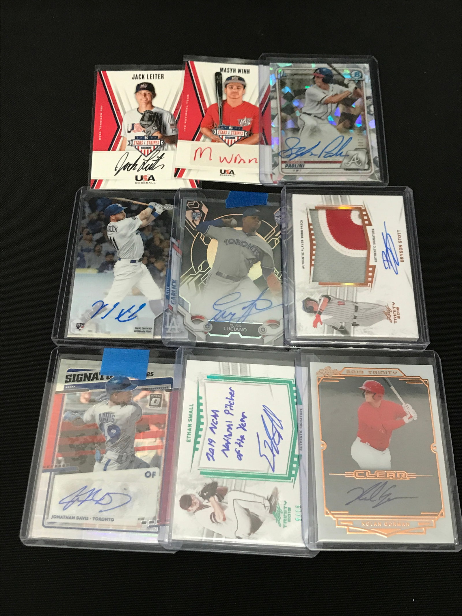 LOT OF 9 SIGNED BASEBALL TRADING CARDS: Prices are in Canadian dollars