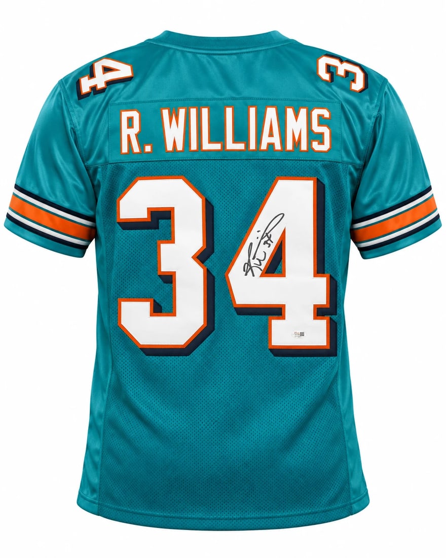 RICKY WILLIAMS SIGNED FOOTBALL JERSEY - JSA COA: Prices are in Canadian dollars