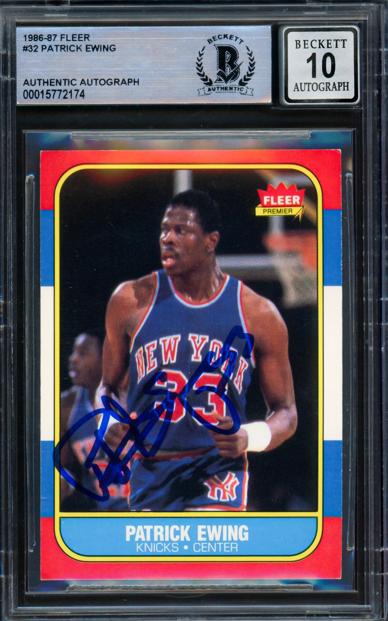 1986-87 FLEER PATRICK EWING SIGNED ROOKIE CARD - BECKETT GRADE 10: Prices are in Canadian dollars