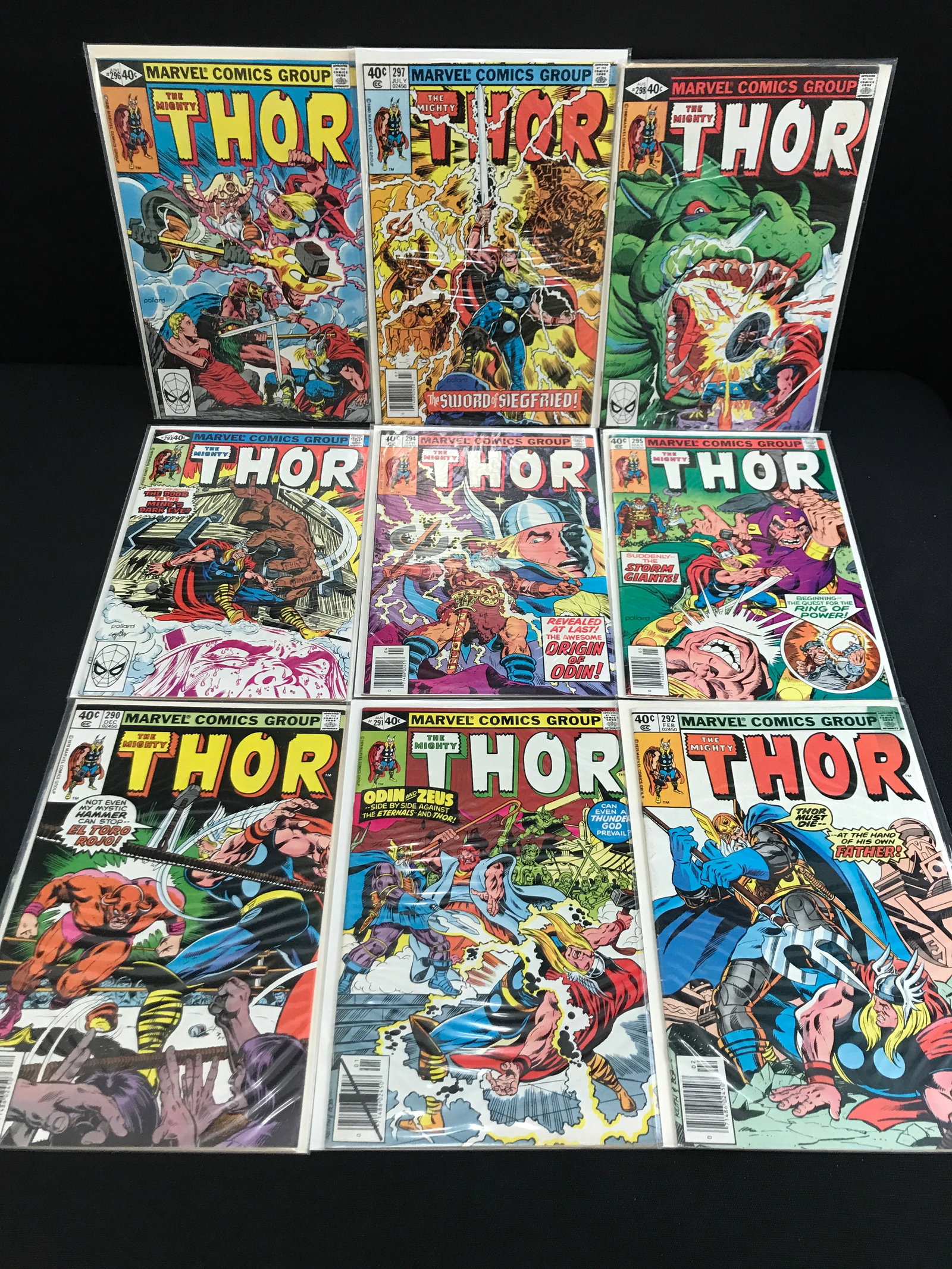 LOT OF 9 THE MIGHTY THOR COMICS #290 - #298 - MARVEL COMICS: Prices are in Canadian dollars