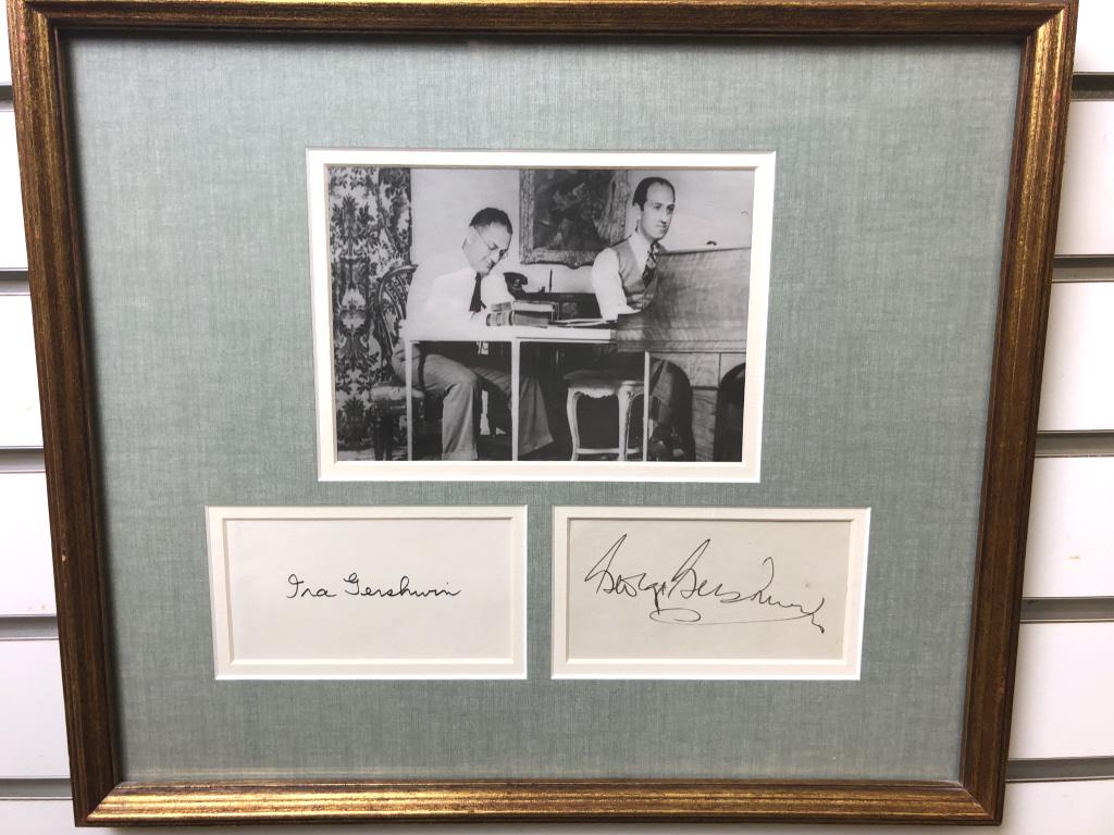 Framed signatures of Ira and George Gershwin: Framed with photograph 13 1/2"h x 16"w overall Condition, good