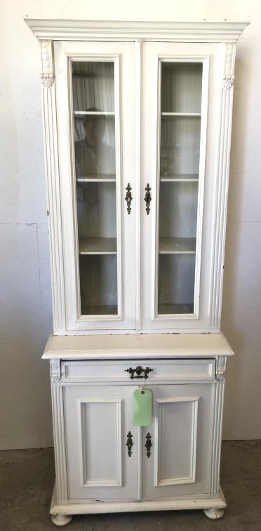 White painted  step-back cabinet (1 of 4)