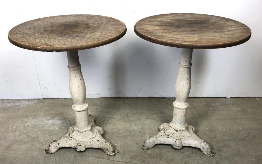 Pair of cast iron and wood top pub tables (1 of 7)