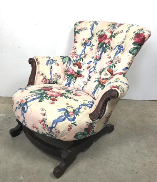 American Victorian upholstered rocking chair (1 of 7)
