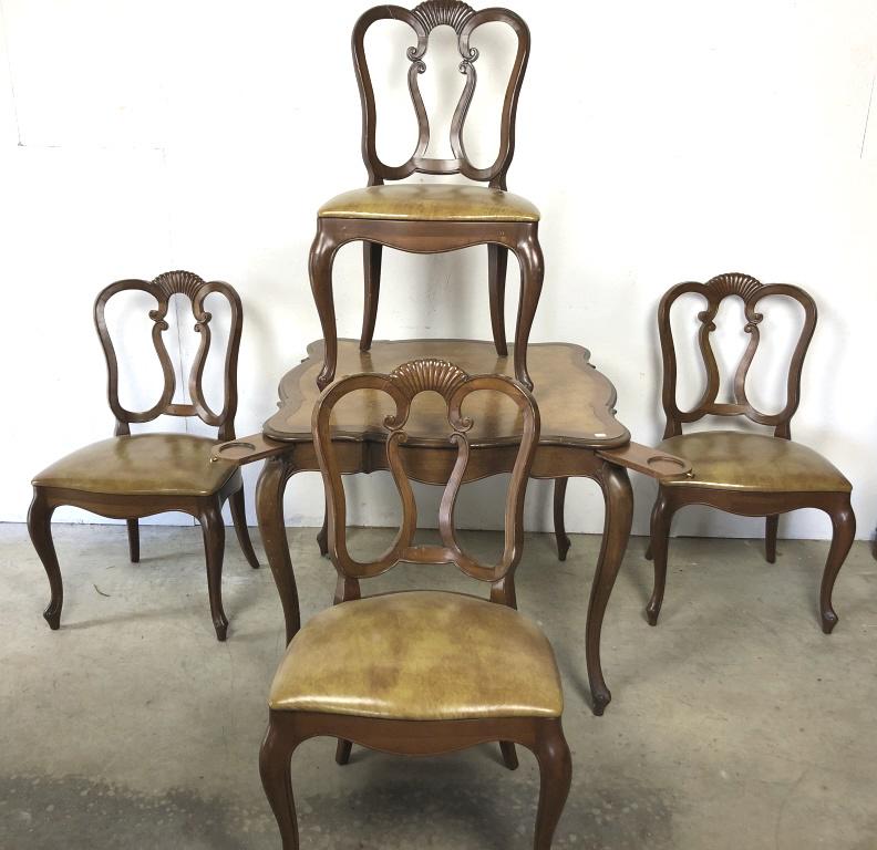 Louis XV style leather top card table (1 of 6)