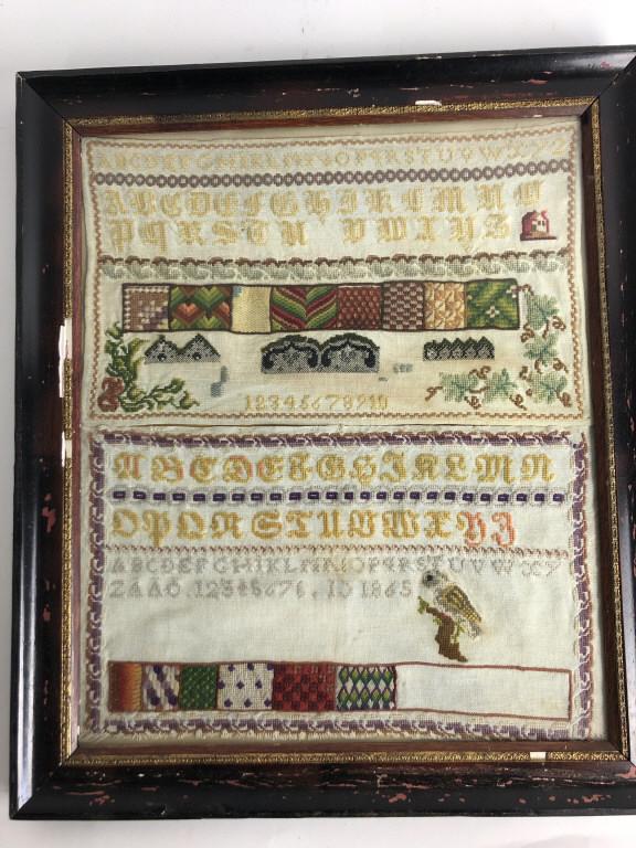 Framed sampler dated 1865 (1 of 5)