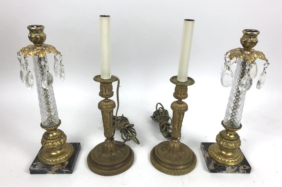 Pair of bronze candlestick lamps (1 of 7)