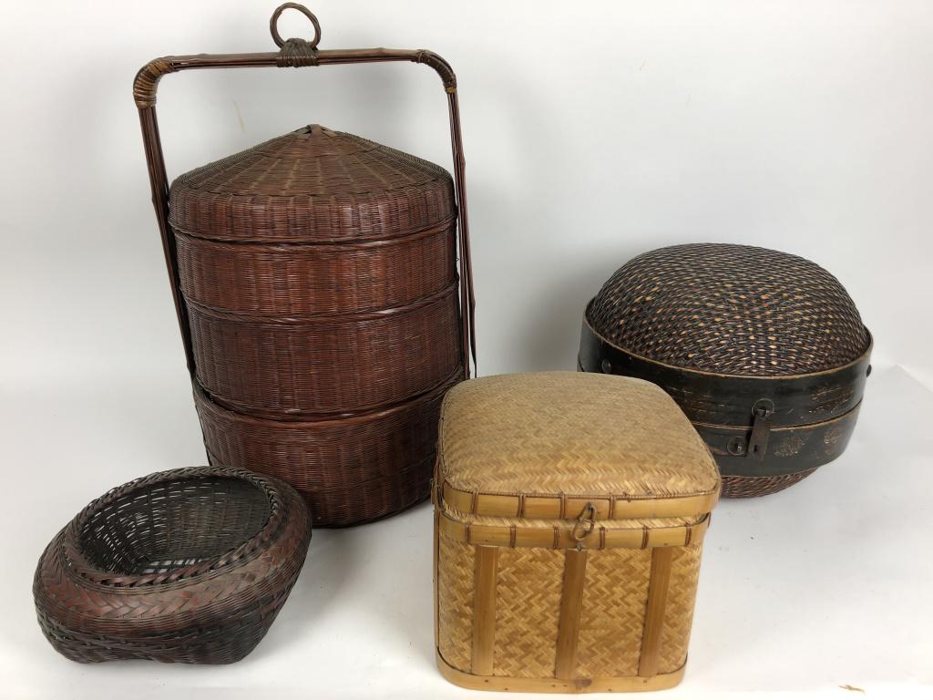 Group of 4 Asian style baskets (1 of 9)