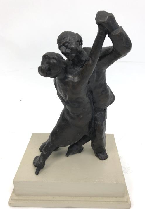 Jack Boul (American,b. 1927): Couple dancing the tango Bronze, signed in pencil on bottom of wood base 8 3/4"h x 6"w x 4 3/8"d overall Condition, some scratches to wood base