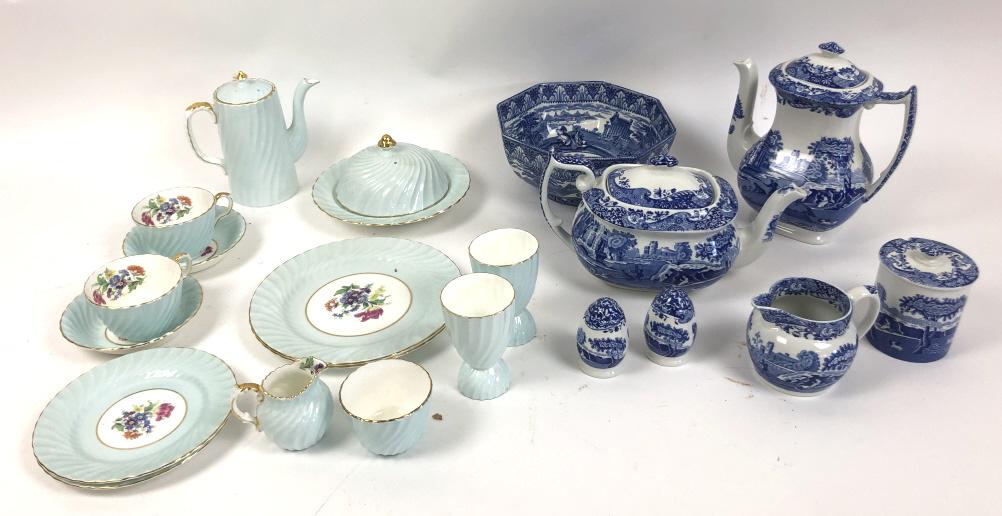 Group of Spode porcelain: Together with a group of Ansley porcelain and Cauldon bowl Approximately 16 pieces Tallest 9" Condition,some firing cracks on Cauldon bowl