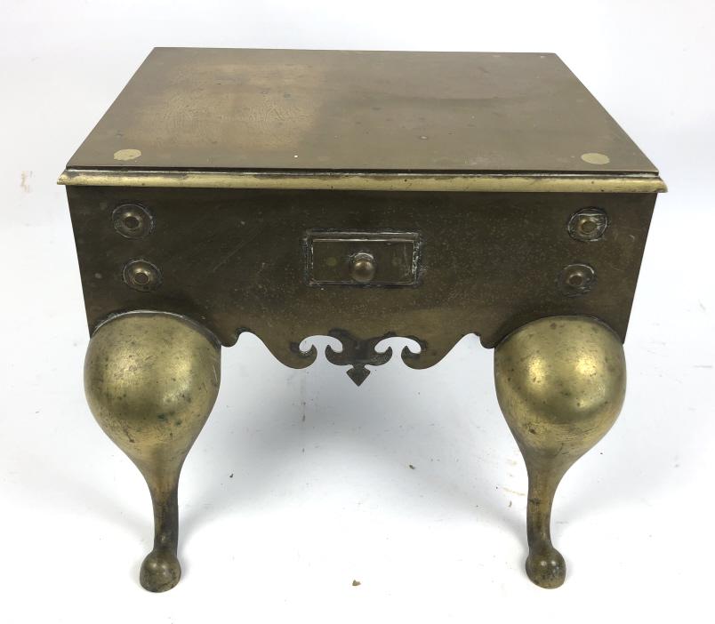 Brass trivet: 13"h x 16 1/2" w x 12"d Condition, needs polishing