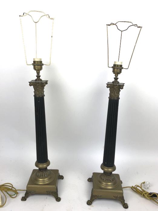 Pair of Empire style metal column form lamps (1 of 6)
