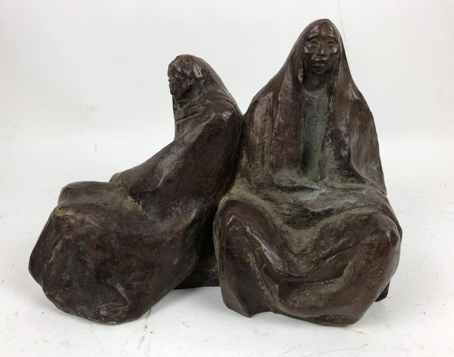 Bronze of two women signed Zuniga: 11 1/2"h x 16"w x 7"d Condition, good