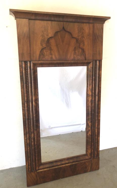 Gothic style mahogany mirror: 64 1/4"h x 35 1/2"w Condition, some scratches and cracks