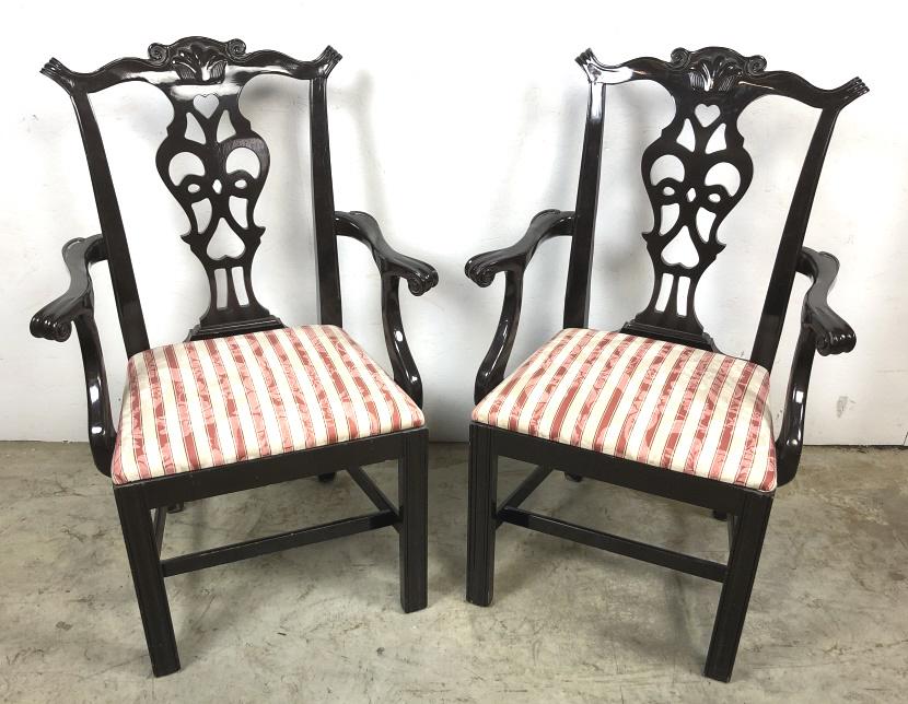 Pair of black lacquered Georgian style armchair (1 of 6)