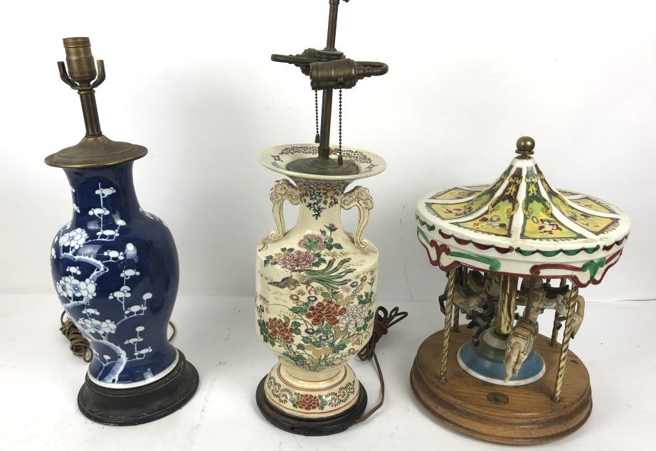 Two porcelain lamps and carousel music stand (1 of 9)