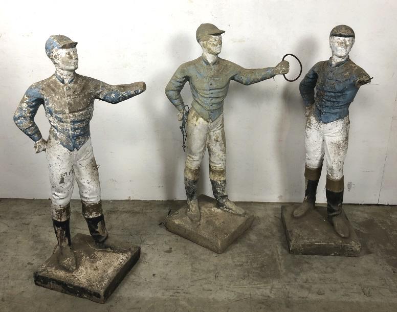 Group of 3 cement lawn jockeys (1 of 7)