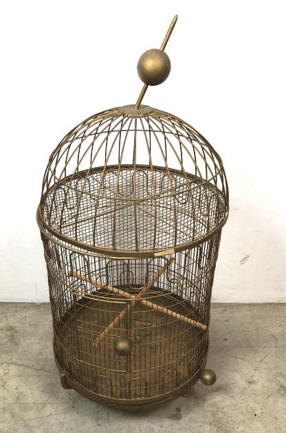 Gold painted wire bird cage (1 of 4)