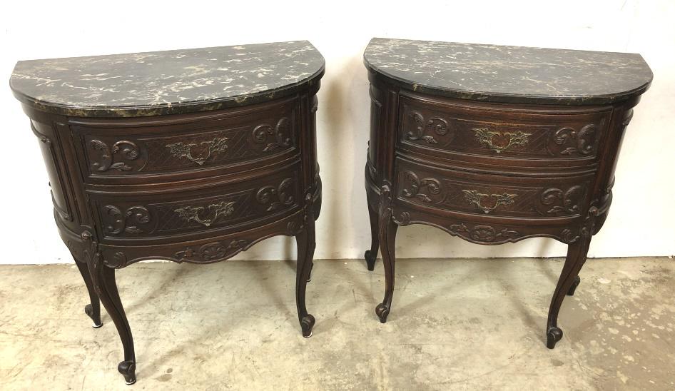 Pair of Louis XV style marble top side cabinets (1 of 6)