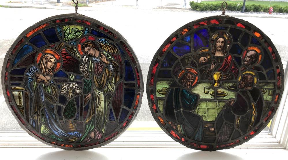 Pair of religious stained glass windows (1 of 8)