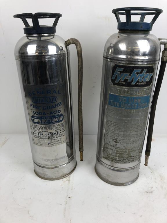 Two vintage chrome fire extinguishers (1 of 5)