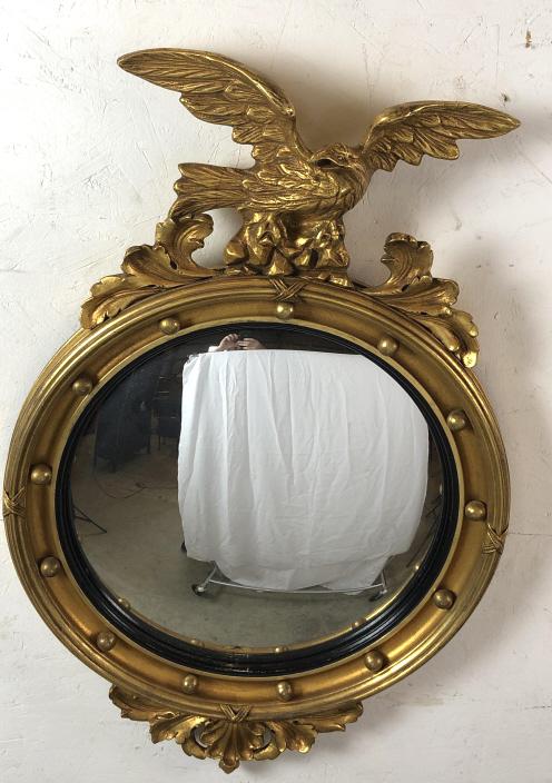 Regency style gilt framed convex mirror (1 of 7)