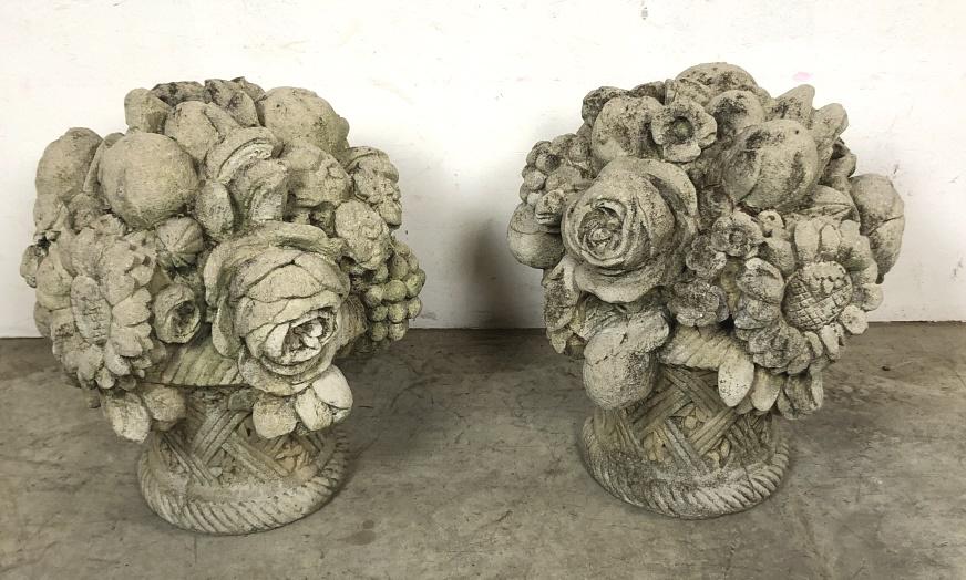 Pair of Portland cement floral bouquets (1 of 4)