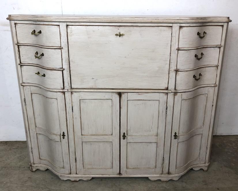 Swedish grey painted pine desk (1 of 6)