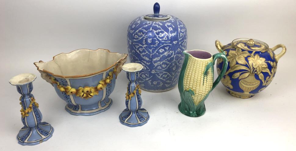 Group of Majolica style and other articles (1 of 15)