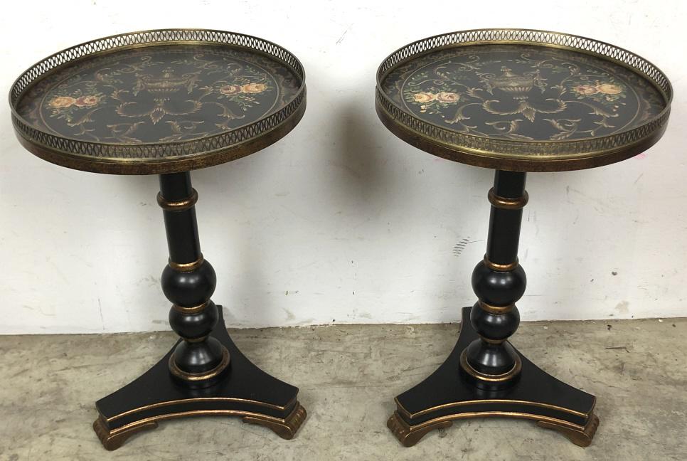Pair of Neoclassical style painted tilt top tables (1 of 4)