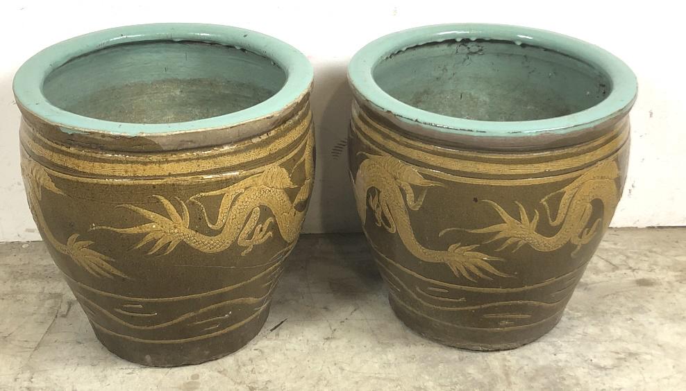 Companion pair of Chinese ceramic planters (1 of 6)