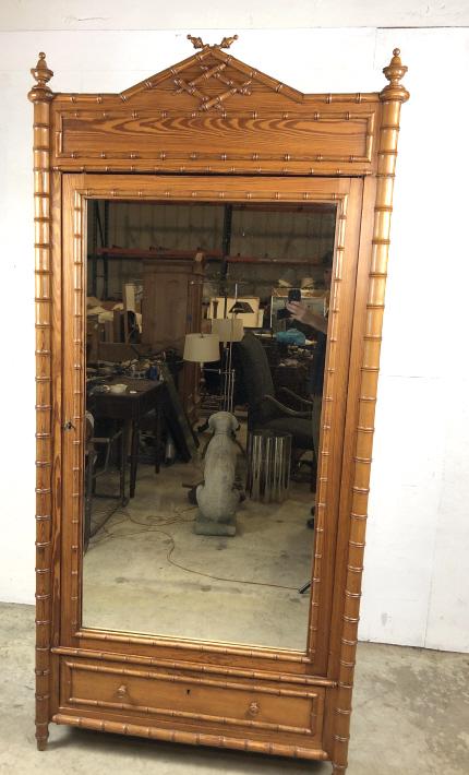 Pitch pine faux bamboo armoire (1 of 7)