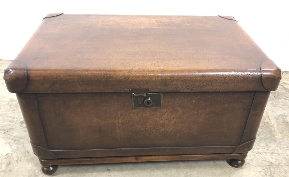 Theodore Alexander leather truck coffee table (1 of 5)