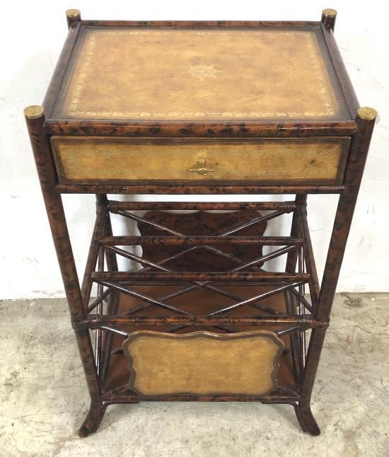 Maitland Smith faux bamboo and leather side table (1 of 6)