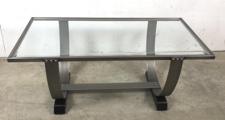 Art Deco style metal and glass low table (1 of 5)