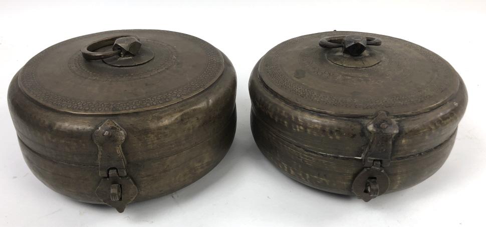 Two African metal food containers (1 of 5)