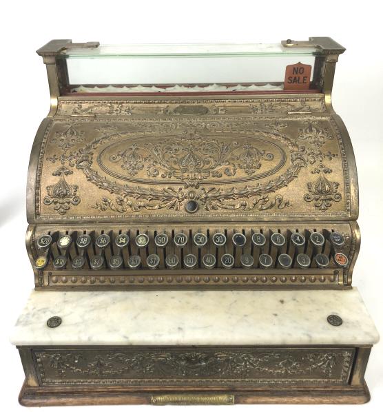 National cash register: 17"h x 20"w x16"d Condition, chip to glass, untested
