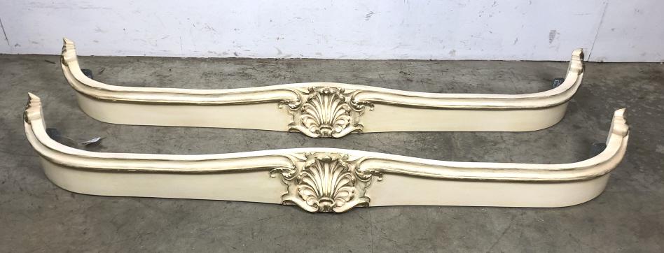 Pair of Louis XV style valances: 9 1/2"h x 75"w x 10"d Condition, some scuffs, chipped paint and scratches