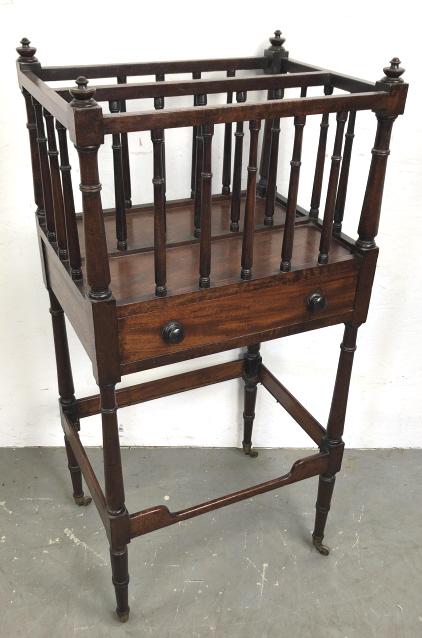 Mahogany Canterbury: 19th Century 39 1/4"h x 18 1/4"w x 14"d Provenance Sotheby's Condition, missing bottom shelf, scratches and scuffs